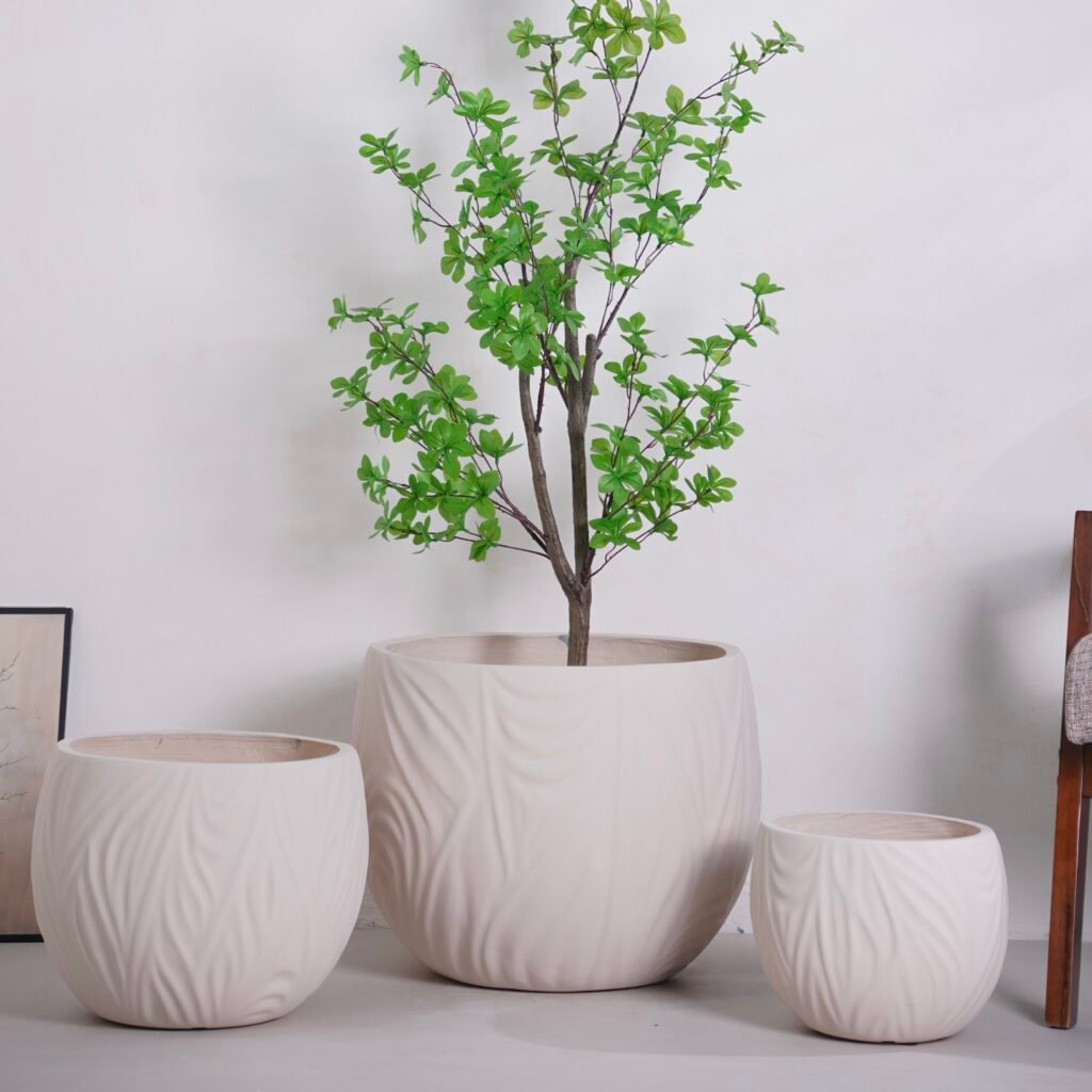 Cream yellow YT-418 magnesium oxide planter set