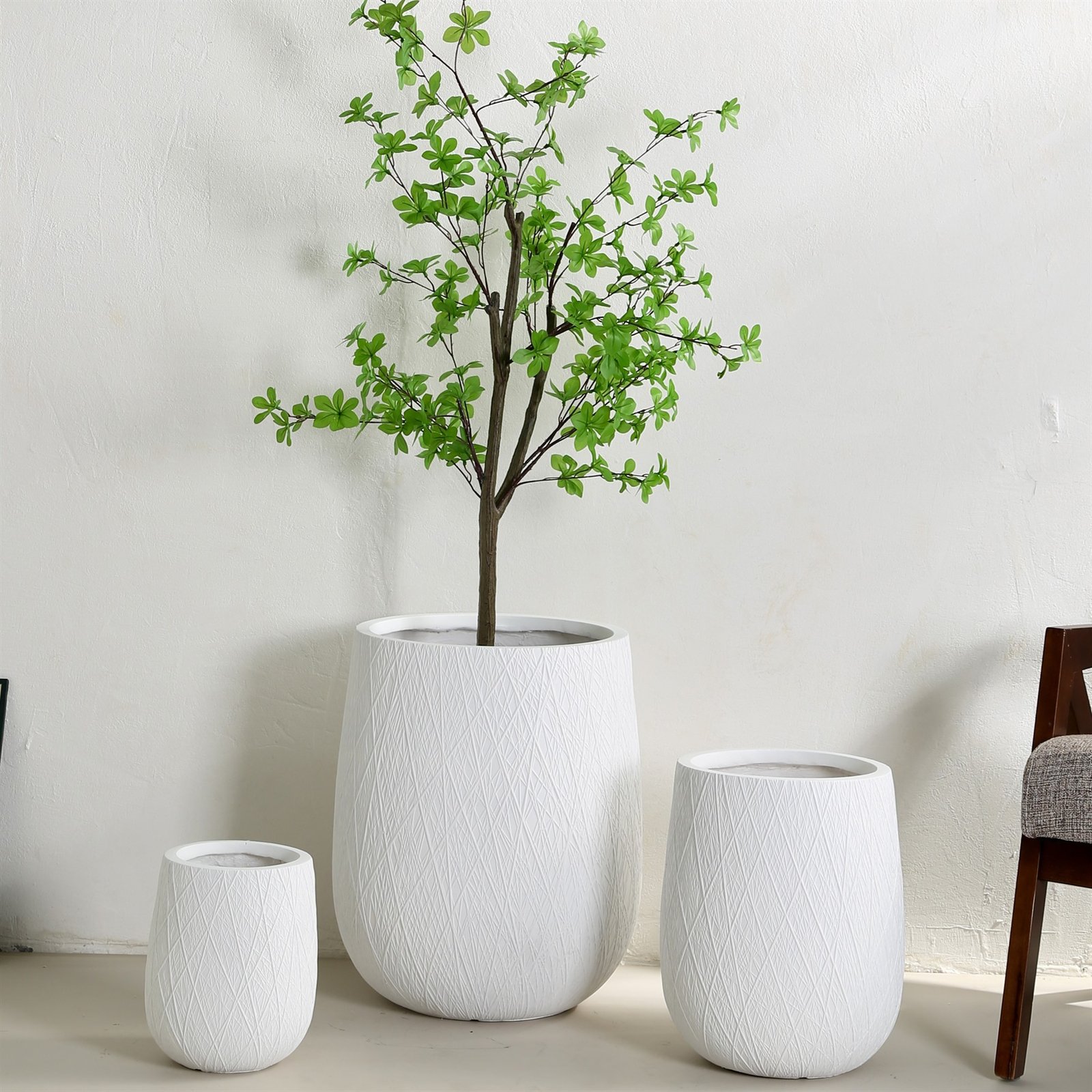 LANFONI YT-802 Pure White MgO planter set