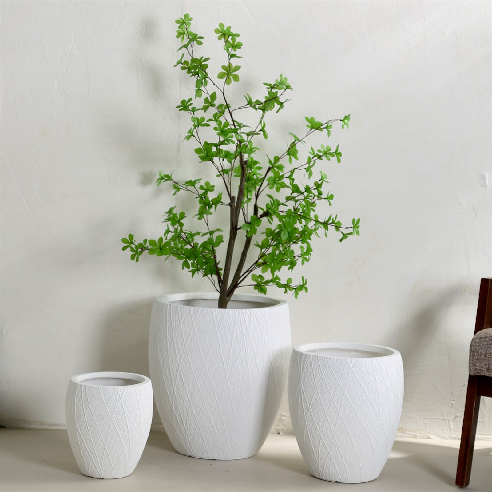 LANFONI YT-803 Pure White MgO planter set