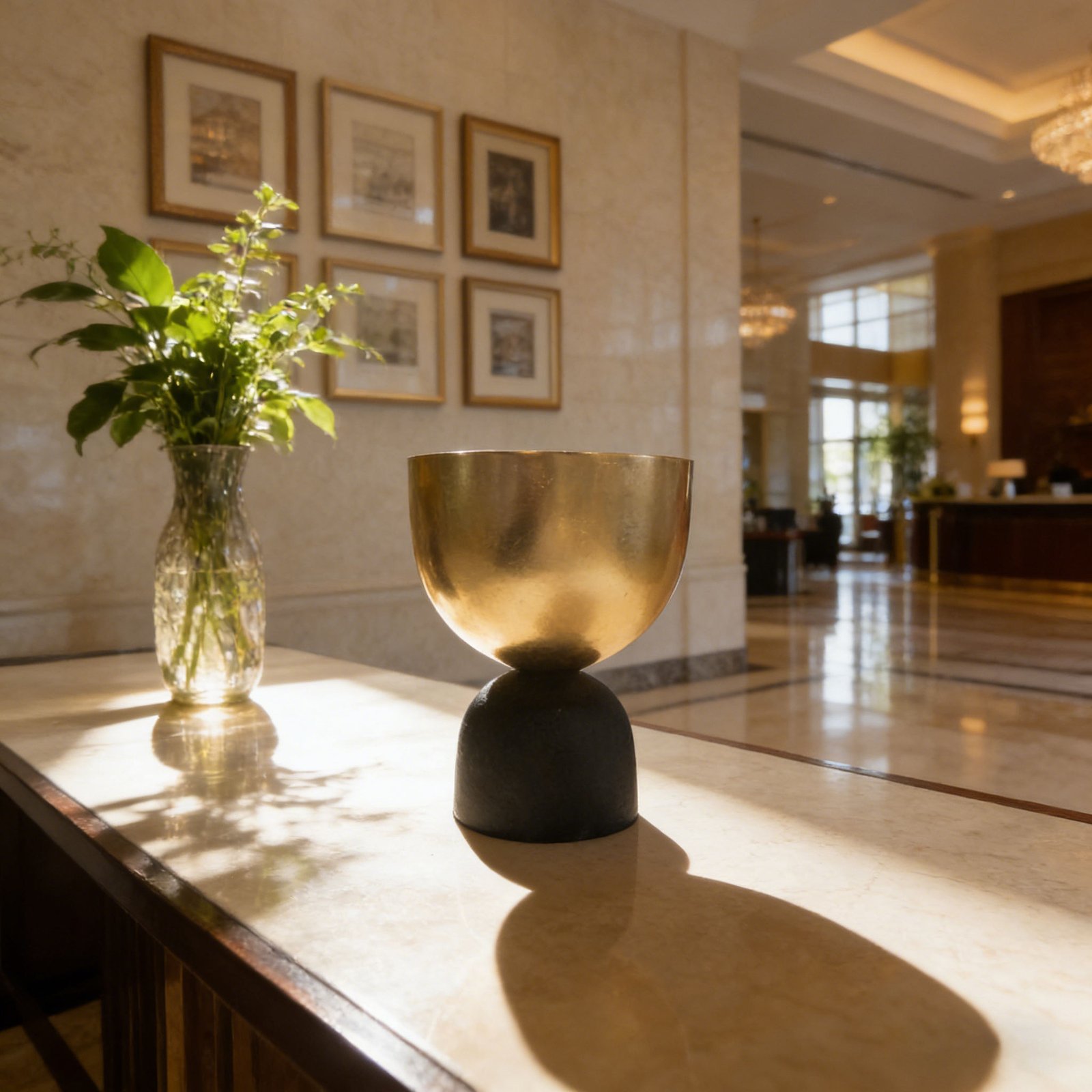Black and Gold Hemisphere Fiberglass Decorative Vase