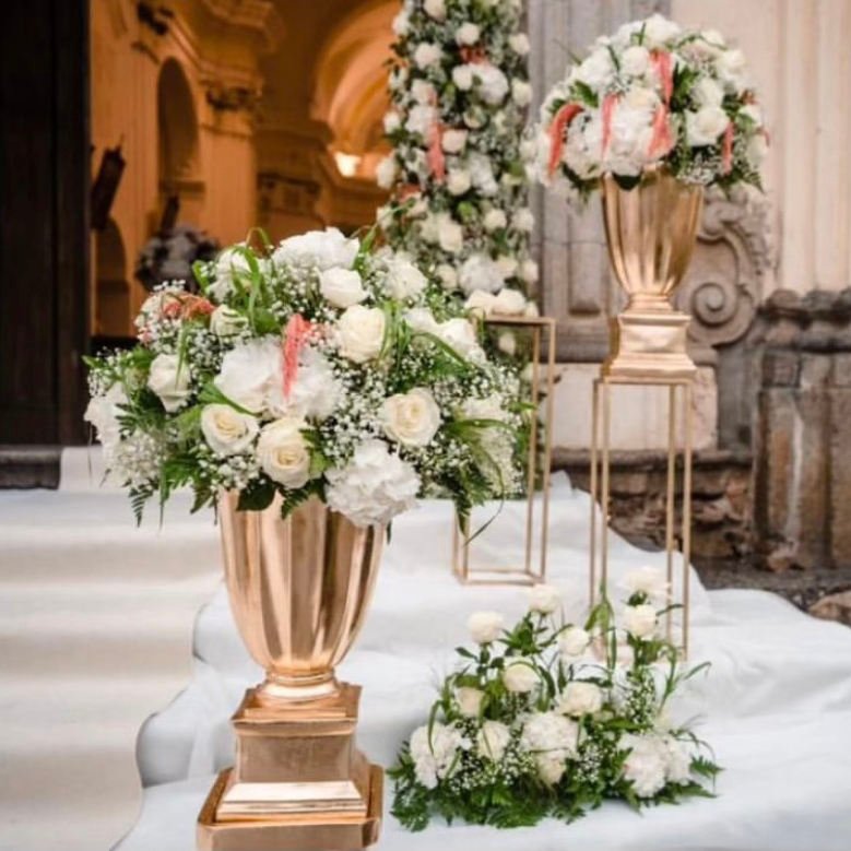Champagne Gold Roman Column Fiberglass Wedding Vase