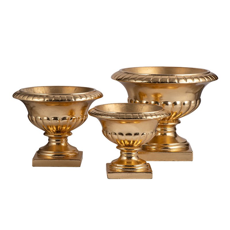 Gold Ornate Pedestal Bowl Fiberglass Wedding Vase