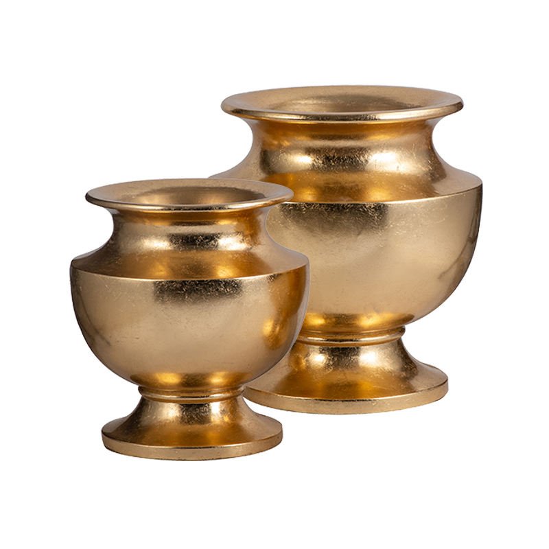 Gold Round-Bellied Wide-Mouth Fiberglass Wedding Vase