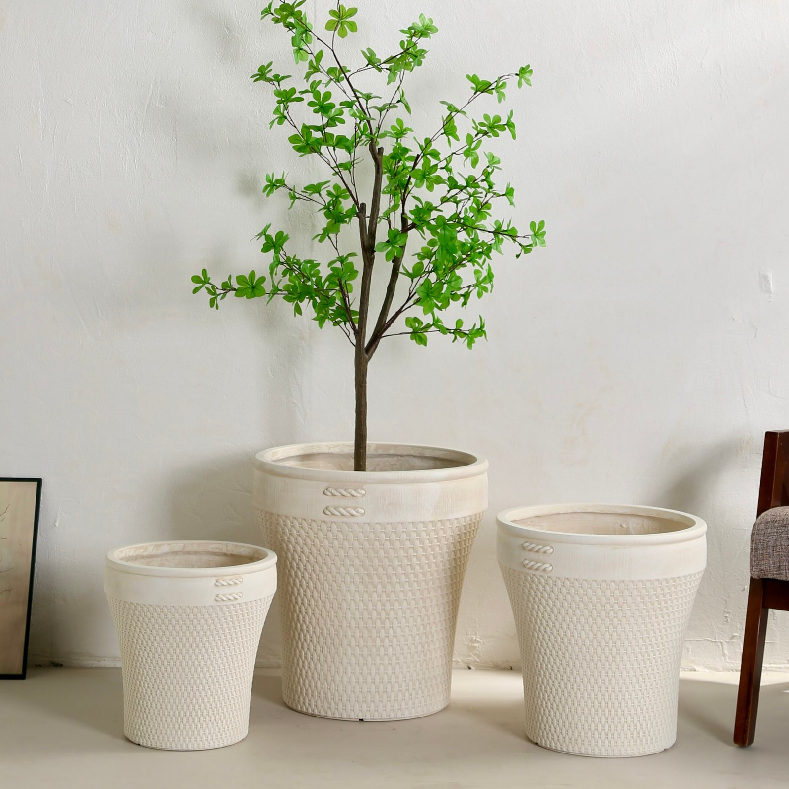 YT-813 Antique White magnesium oxide planter