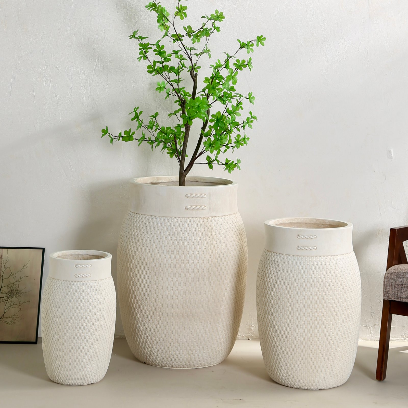 YT-814 Antique White magnesium oxide planter