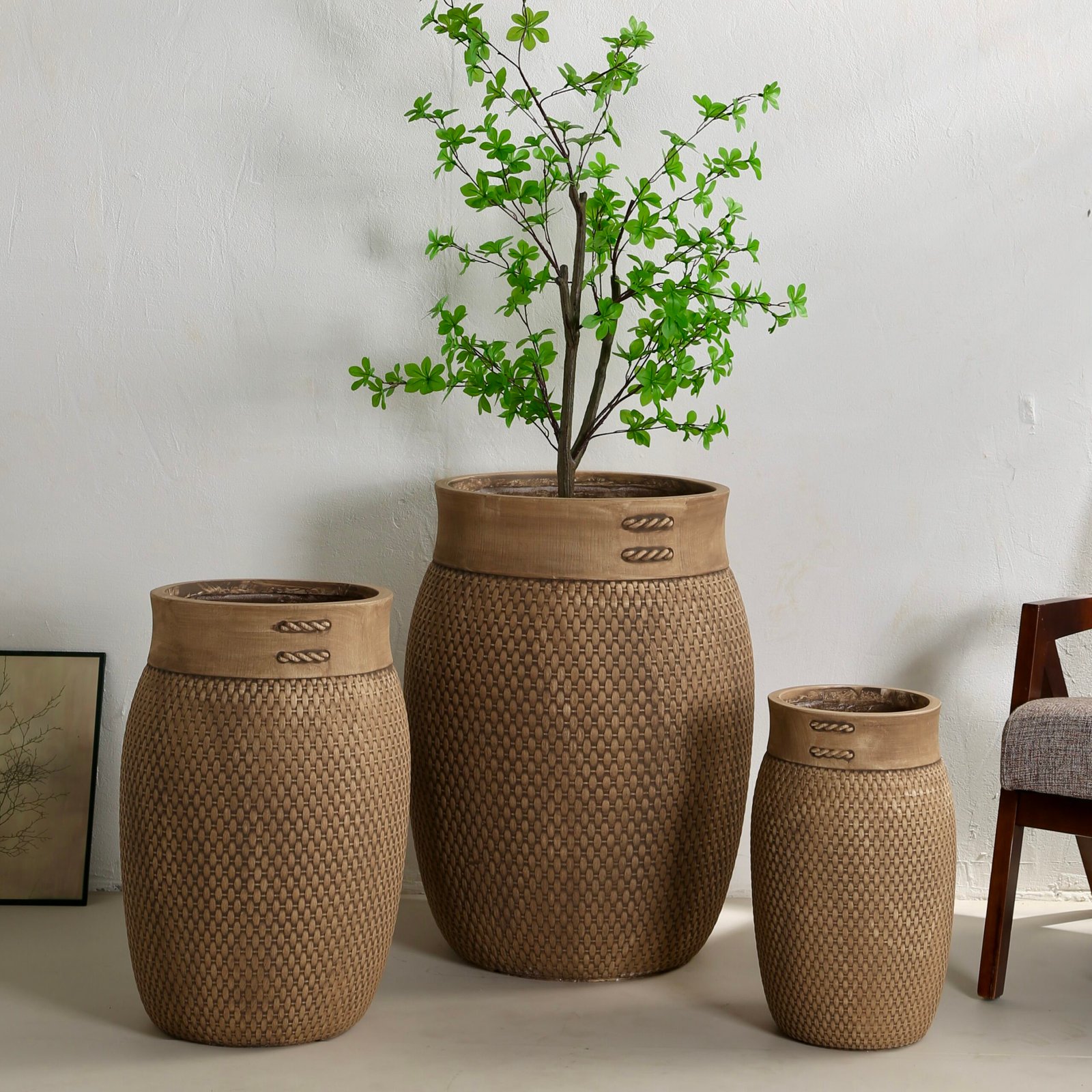 YT-814 Wood Tone magnesium oxide planter