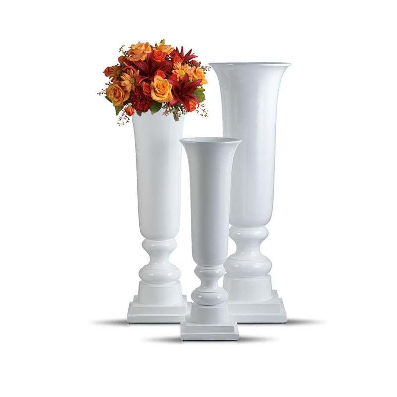 White Cylindrical Roman Column Fiberglass Wedding Vase